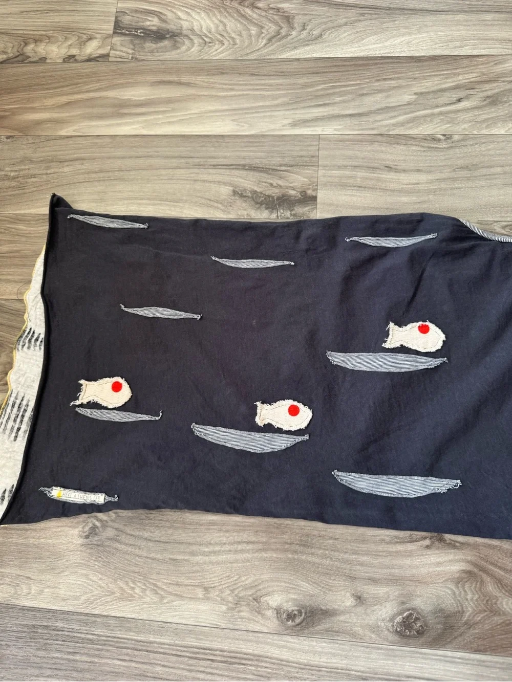 Heel Athens Lab Fish Print Embroidered Convertible Scarf Shawl One Size